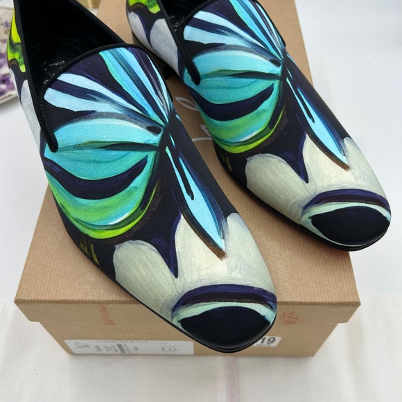 Men’s Christian Louboutin, dandy, chick roses, satin loafers size 43 main image 9